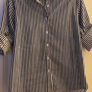 black and white striped button down shirt